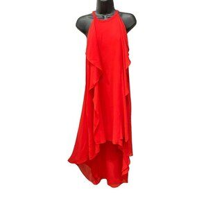 BCBG Maxazria womens dress maxi flowy romantic red